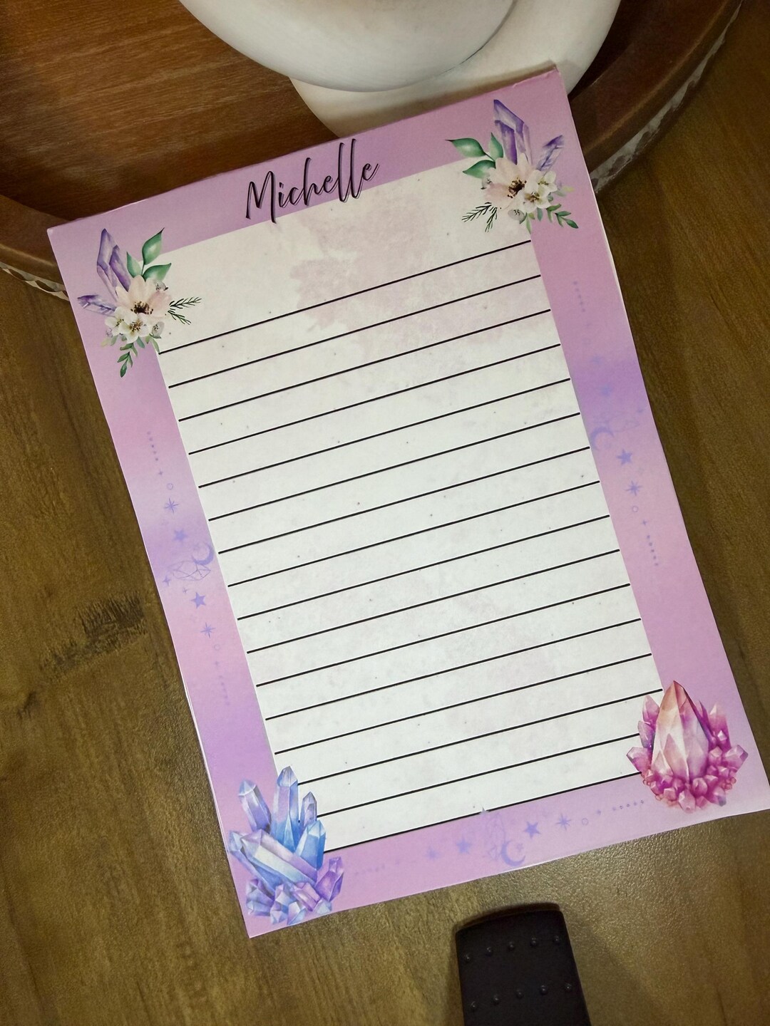 Personalized Floral Mystical Crystal Tear Away Notepad - Etsy