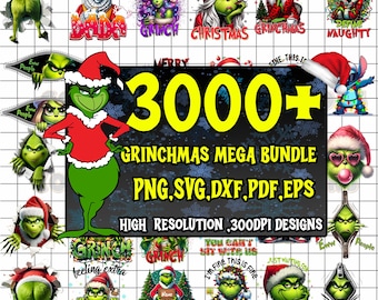 Archivos SVG y PNG del Grinch, archivos SVG navideños del Grinch, Cricut y Silhouette, imágenes prediseñadas PNG, diseño único, descarga instantánea.