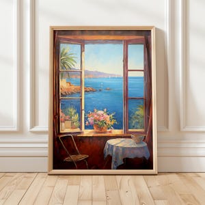 Open Window Wall Art, Painted Art Print, Artist Inspired Wall Art, Gallery Wall, Henri Matisse, Mediterranean Painting, Coastal Decor, Sea
