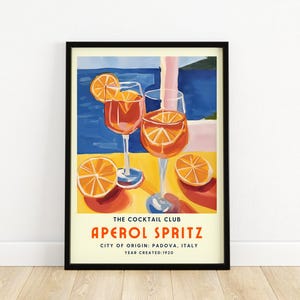 Aperol Spritz Cocktail Poster, Modern Bar Art Print, Italian Aperitivo Wall Decor, Kitchen and Dining Room Print, Home Bar Art