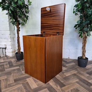 Vintage stag teak laundry storage unit ottoman mid-century retro mcm