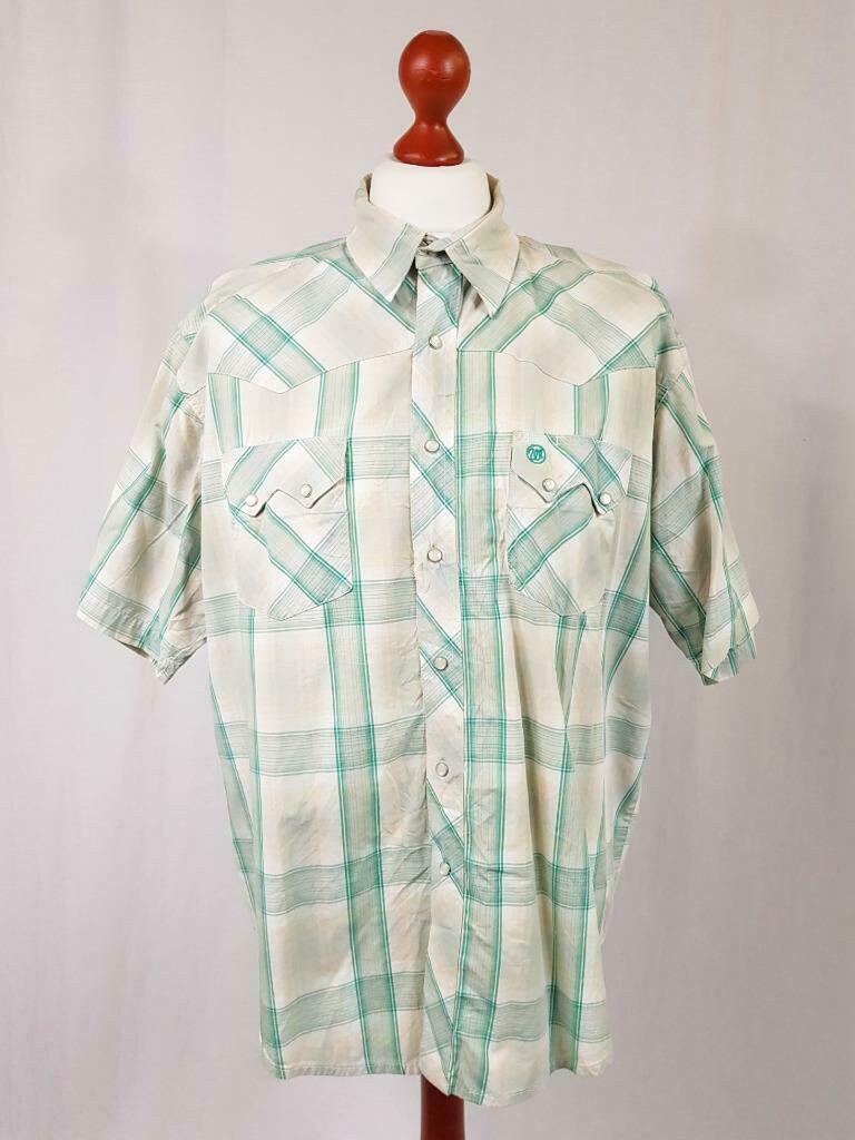 Image of xl Vintage 90S Wrangler Mens Green Check Western Shirt Retro S/S D330