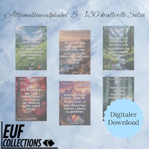 Alfabeto delle affermazioni dalla A alla Z (130 affermazioni) in formato PDF | Set stampabile per l'amor proprio, la consapevolezza e lo sviluppo personale