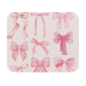 Charming Pink Bow Mouse Pad, Cute Desk Accessory, Office Decor, Gift for Her, Ideal for Birthdays and Celebrations