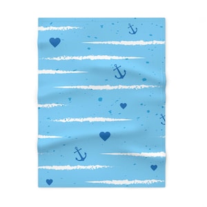 Nautical Baby Blanket, Soft Baby Throw, Ocean Theme Nursery Decor, Baby Shower Gift, Anchor Pattern Blanket