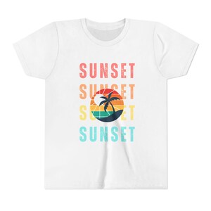 Sunset Vibes Youth Tee, Fun Summer T-Shirt for Kids, Beachwear, Vacation Shirt, Perfect for Summer Parties, Gifts