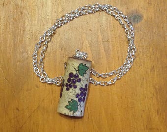 Upcycled Painted Grape Cork Necklace
