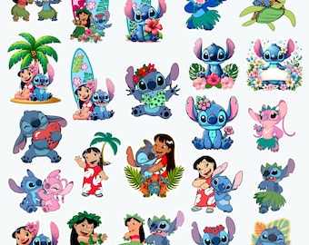 Lilo and Stitch Watercolor Clipart, Lilo & Stitch Clipart, Cute Lilo PNG, Stitch PNG, Angel PNG, Hand drawn Stitch Lilo, Watercolor Cliparts
