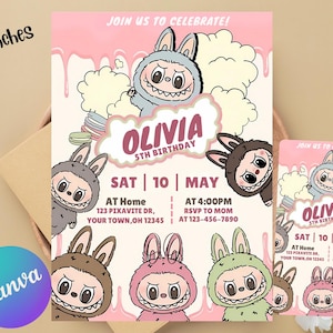 Labubu Birthday Party Invitation, Labubu Birthday Party, Labubu birthday invitation, Invitation Template, Printable Invite, digital download