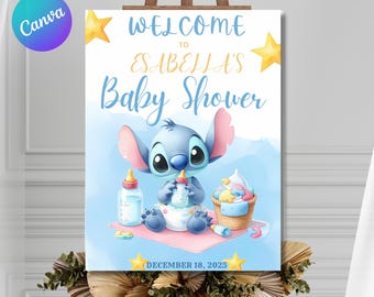 Personalized Stitch Boy Baby Shower Invitation, Stitch Baby Shower Invite, Stitch Baby Shower Theme, Baby Shower Boy Invitation