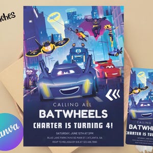 Editable Bat Superhero Invitation Template, Editable Bat Birthday Invitation Digital, Printable Bat Birthday Party Invitation, Boy birthday