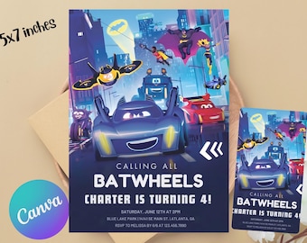 Editable Bat Superhero Invitation Template, Editable Bat Birthday Invitation Digital, Printable Bat Birthday Party Invitation, Boy birthday