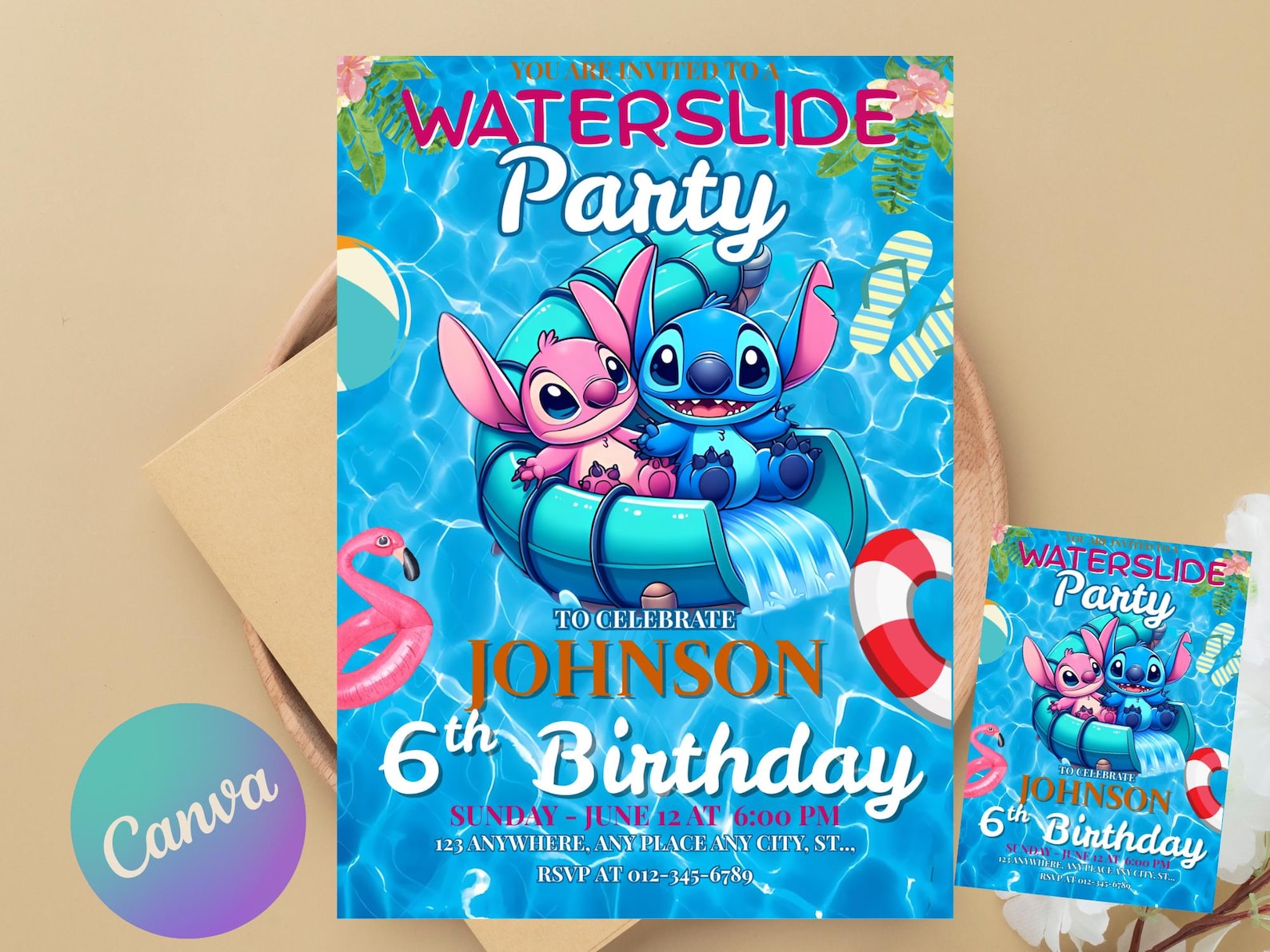 Stitch Pool Raft Stitch Pool Party Birthday Invitation, Editable Stitch Invitation ...
