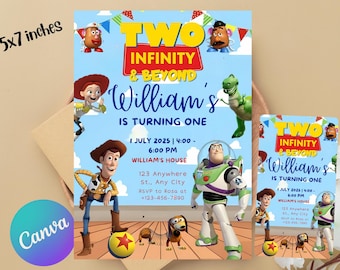 Invitación digital de Toy Story Two Infinity and Beyond Fiesta de cumpleaños de Toy Story para niños Invitación de cumpleaños Descarga digital Invitación de Toy Story