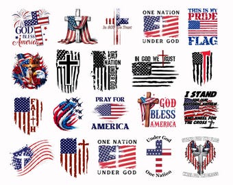 American Flag Cross PNG Bundle, Patriotic Christian Sublimation , American Flag Svg, 4th of July Svg Cut Files, Distressed Flag Svg