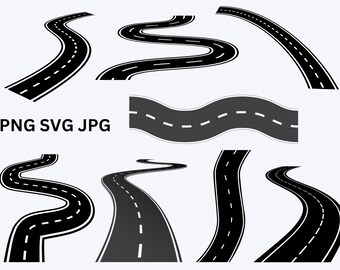 Road Svg Bundle,road clipart, road cut file, highway svg, Road dxf, Road png, Road vector, Bending Svg, Curved Asphalt Road Svg