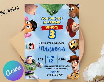 Toy Story Birthday Invitation, Editable Toy Story Invitation, Personalized Woody Buzz Jessie Birthday Download, Two Infinity and Beyond