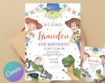 Toy Story Invite Reach Four the Sky Editable Toy Story Birthday Invite Digital Toy Story Invitation Digital Download Toy Story Theme Invite