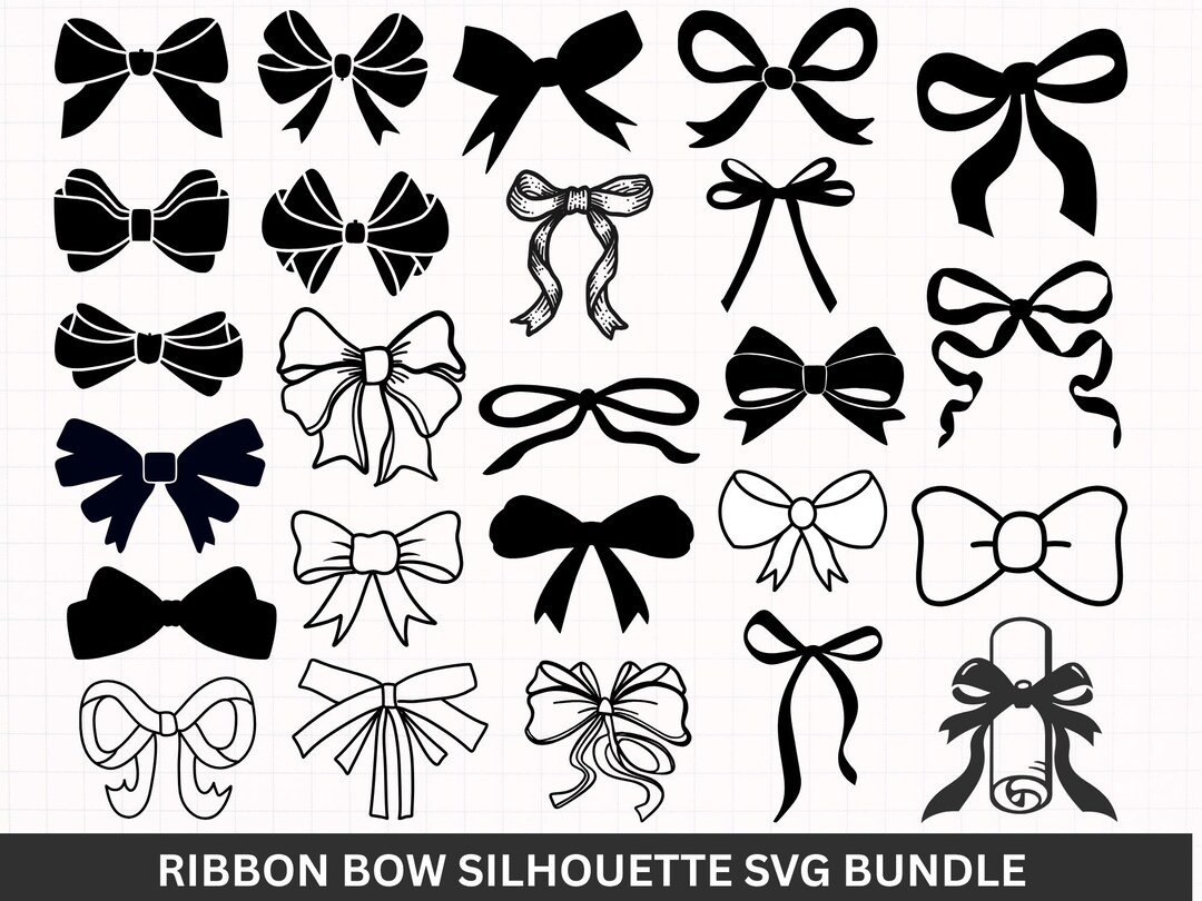 Boho Ribbon Svg Bundle, Coquette Bow Svg, Ribbon Bow Svg, Bow Svg Png ...