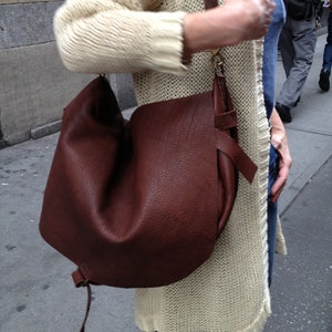 Leather crossbody bag, Brown leather hobo bag, Soft leather slouchy satchel, Crossbody handbag, Made in NY city image 3