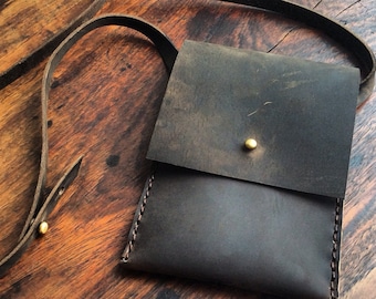 iPhone 12 Case/ Handmade Leather Cross Body Bag / Custom Made iPhone Case / Handcrafted Mini Pouch / Handstitched Leather Goods