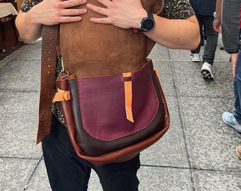 Brown Leather Satchel / Oversized Crossbody Bag / Soft Brown Satchel / Large Leather Laptop Bag / Handmade in NYC