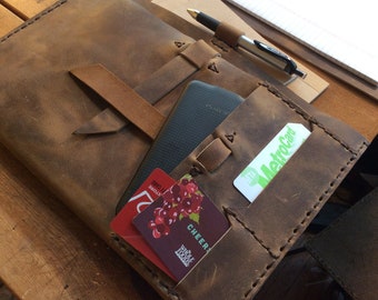 Handmade Leather Legal Pad Folio, Travel Document Case