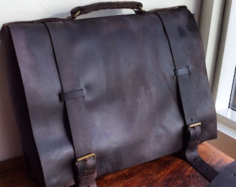 Midtown Messenger / Leather Laptop Bag / Computer Work Bag/ Handmade Leather Messenger Made by Hand in NY