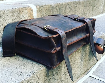 Gusset briefcase, Handmade leather briefcase, Double gusset bag, Business work bag, Double gusset briefcase, Made in NYC