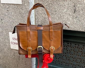 City Weekend Bag / Vintaged Travel Satchel / Custom Made Travel Bag / Handmade and Hand stitched in New York