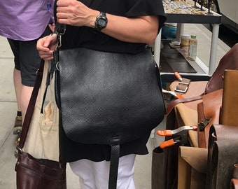 Black Crossbody Bag, Soft Black Leather Crossbody Purse