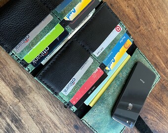 Jade Trifold / Ladies travel wallet / Large leather wallet organizer /