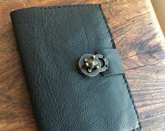 Black Moleskine Notebook / A5 Leather Notebook Cover / Black Bison Leather Moleskine Journal / A5 Leather Pocket Journal