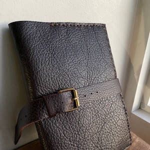 Buckle Notebook / Refillable Leather Journal / Soft Brown Bison Leather Moleskine Journal / Made by hand