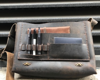 Expresso Bag / Handmade Leather Messenger / Crossbody Leather Bag / Mens Leather Messenger Bag / Made by Hand