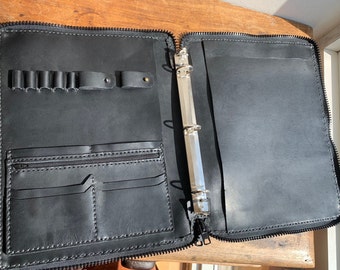 Oculus Binder / Zippered Leather Binder / Handmade Leather Binder Portfolio with Zipper / Made in NYC by hand / Hand stitched