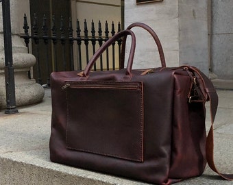 Duffle bag / Brown leather duffle / Leather duffle made in the USA