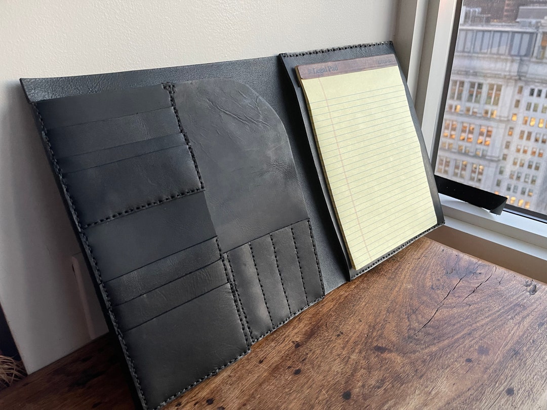 Black Legal Pad Holder / Black Leather Portfolio / Handmade Etsy