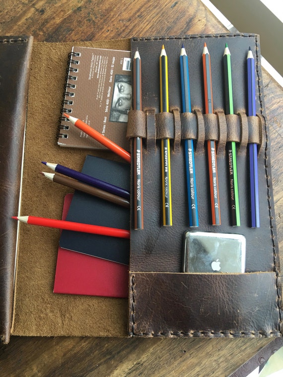 Sketchbook Pencil Case / Refillable Leather Journal / Pencil Etsy