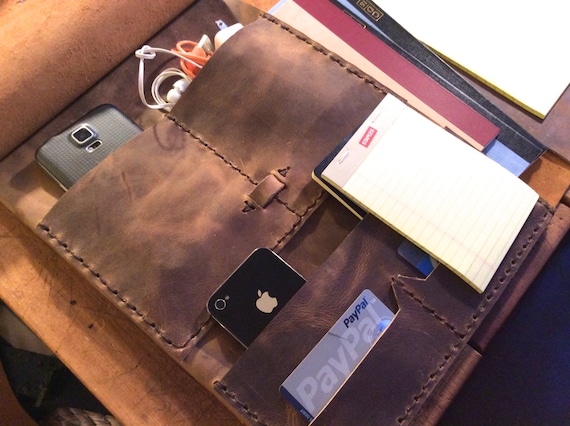 Multi Pocket Folder / Leather Notepad Holder / Leather Padfolio for iPad / Handmade Leather Pad folio Folder