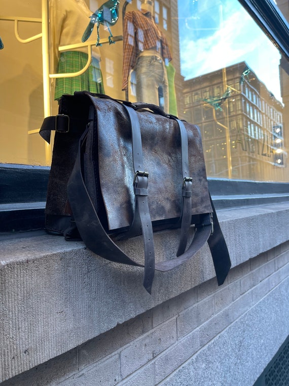 Vesey Briefcase / Leather Laptop Messenger Briefcase / Expandable Leather Computer Bag / Custom Leather Bags / Made in NY