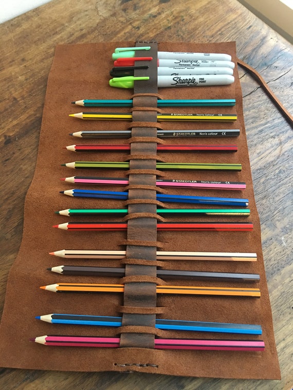 Pen case holder, Custom pencil case, Handmade unique pencil holders, Leather pen holder cases, Roll up case, Personalized pen case