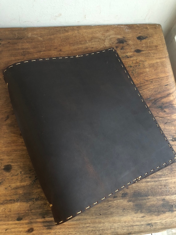Minimalist Binder / Leather Bifold Binder / Antique Tan Bridle Leather Notebook Binder / Handstitched Leather Made in NY