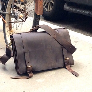 Handmade leather briefcase, 17 inch leather laptop bag, Work bag, Mens leather double gusset briefcase, Professional mens laptop briefcase