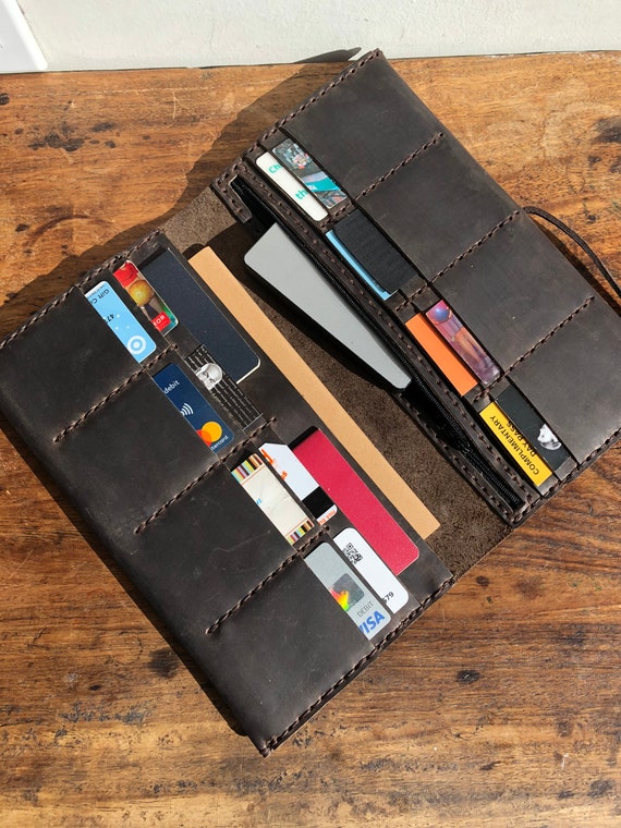 Wallet / Large / Travel / Leather / Handmade brown leather wallet / Oversized travel wallet, Made by hand