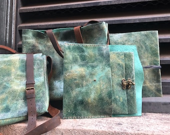 Jade iPad Case / Green Leather Tablet Case / Distressed Jade iPad Tablet Laptop Sleeve / Custom iPad Covers Made by Hand