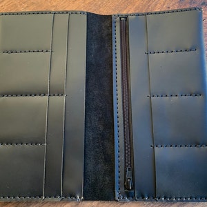 Hand stitched Wallet / Large Leather Travel Wallet / Leather Travel Organizer / Zipper Pocket / Hand stitched / Made by Hand