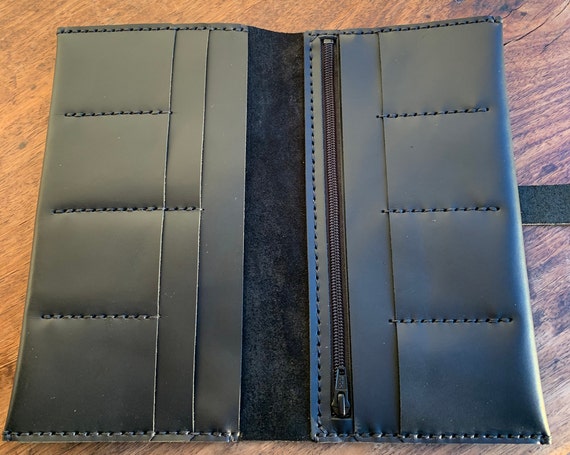 Hand stitched Wallet / Large Leather Travel Wallet / Leather Travel Organizer / Zipper Pocket / Hand stitched / Made by Hand