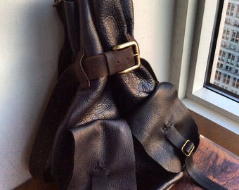 Soft Leather Backpack Purse / Backpack Handbag Combo / Black Convertible Backpack / Black Leather Convertible Bag
