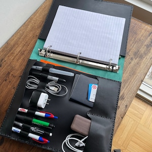 Binder Organizer / Leather Travel Binder / Custom Binder Portfolio / Crossbody Travel Binder
